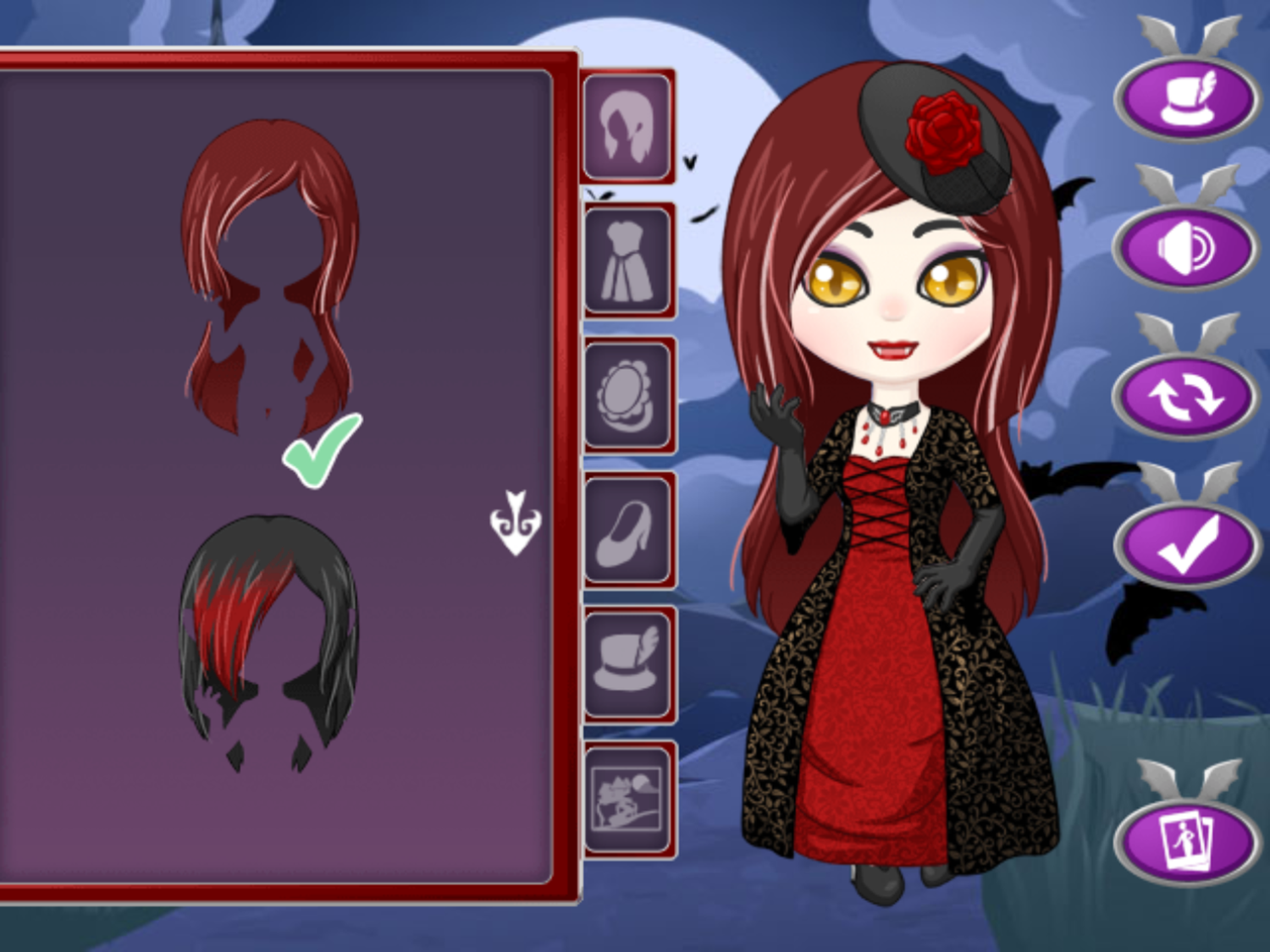 Vampire Dress Up Game Change Clothes Screenshot.