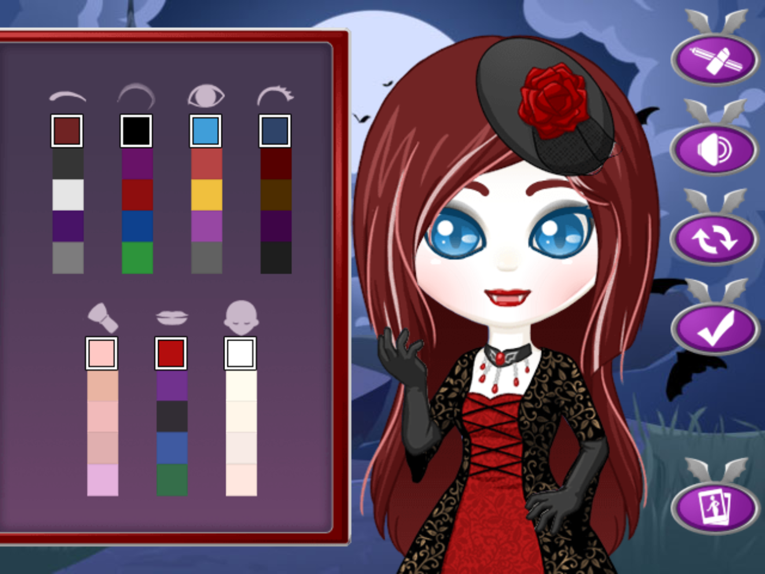 Vampire Dress Up Game Change Make Up Screenshot.