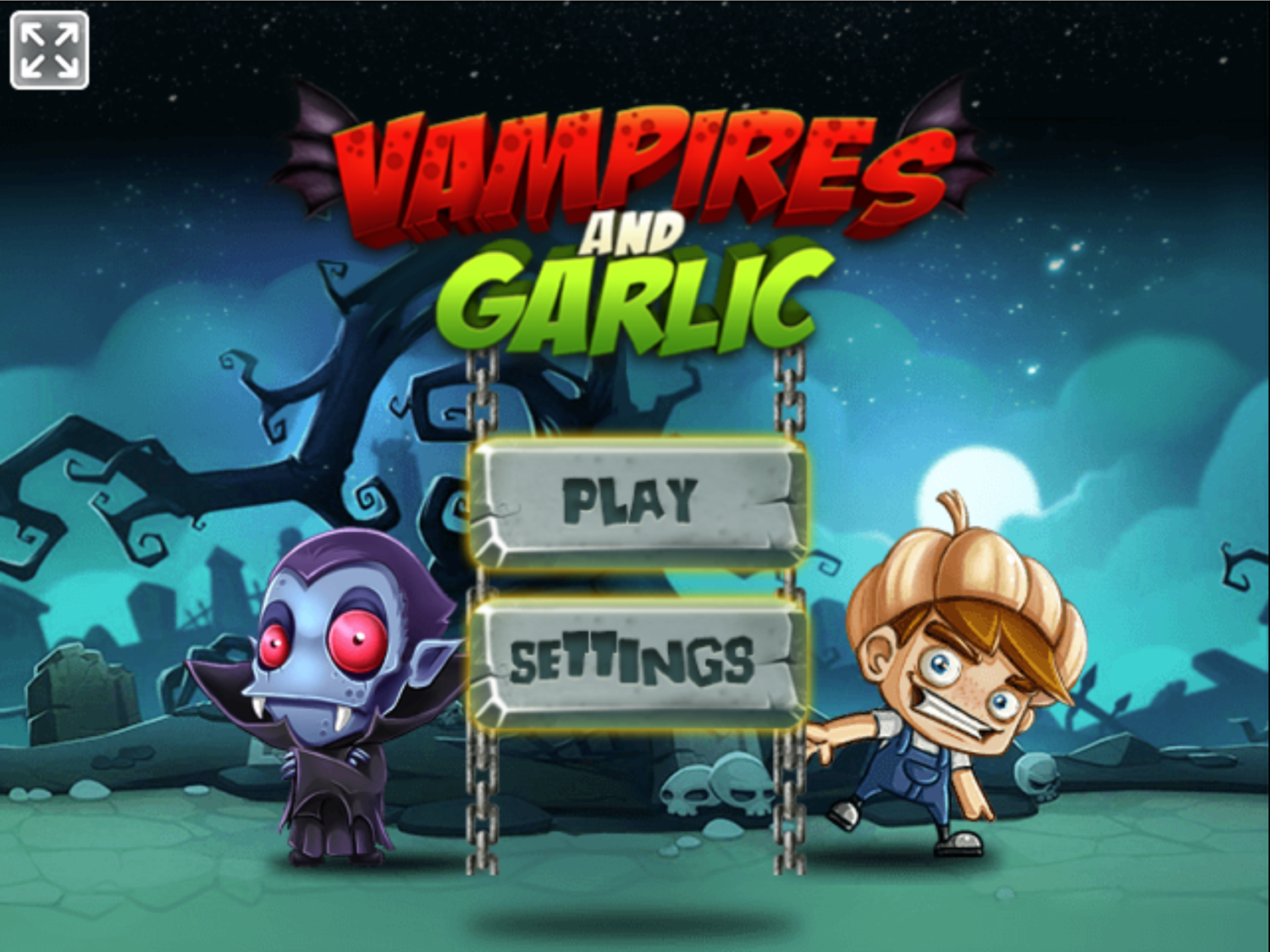 Vampires And Garlic Game Welcome Screen Screenshot.