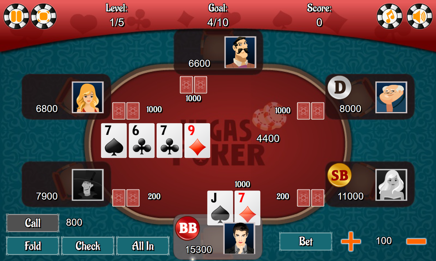 Vegas Poker Game Round Bet Screenshot.