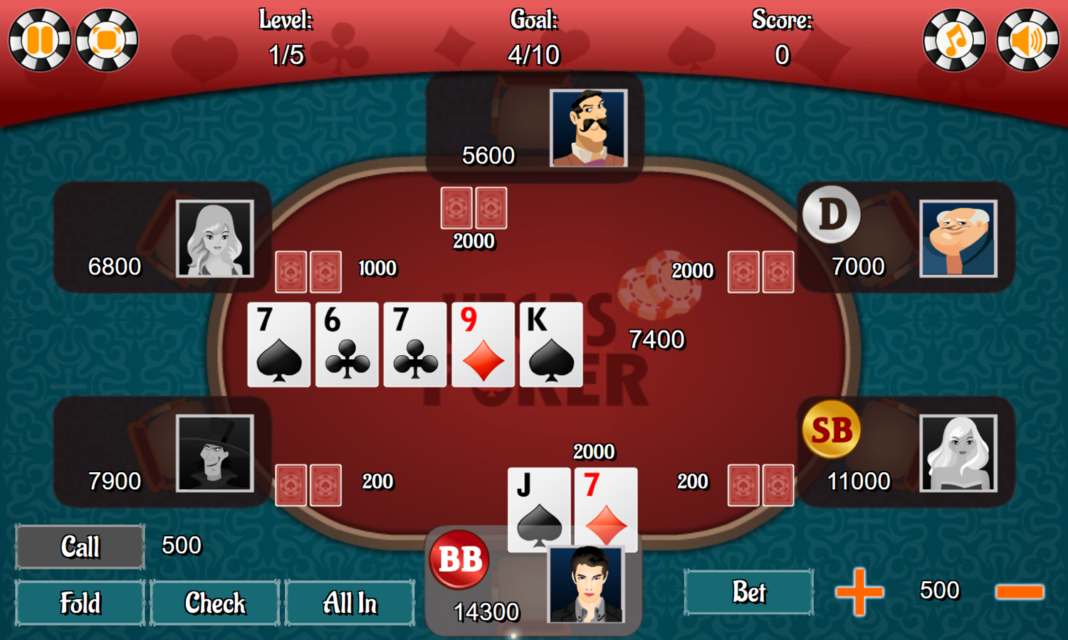 Vegas Poker Game Round Final Bet Screenshot.