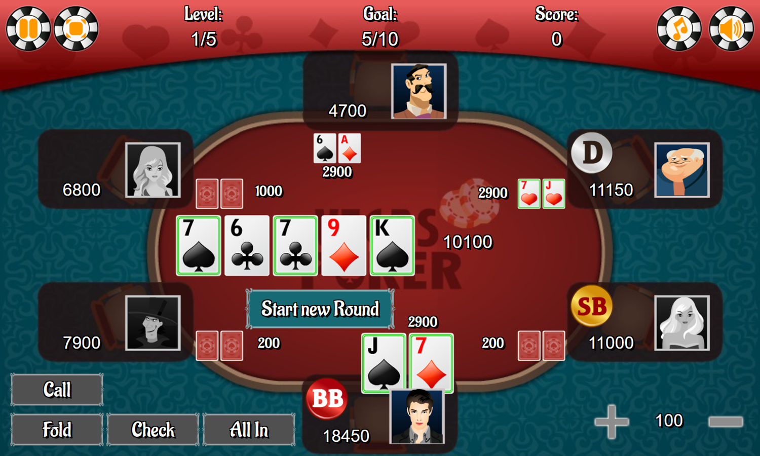 Vegas Poker Game Round Win Screenshot.