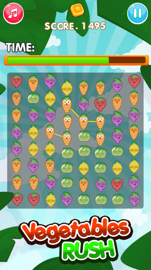 Vegetables Rush Game Level Progress Screenshot.