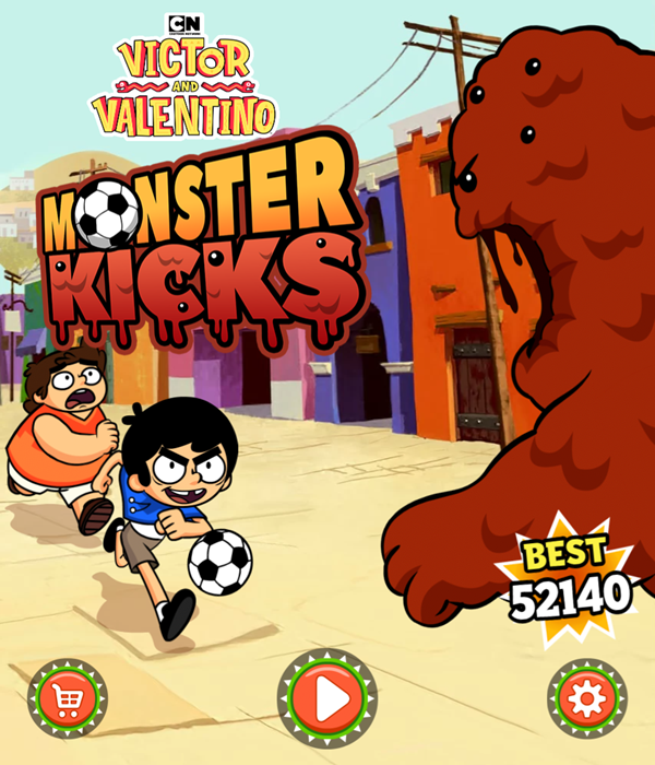 Victor and Valentino Monster Kicks Game Welcome Screen Screenshot.