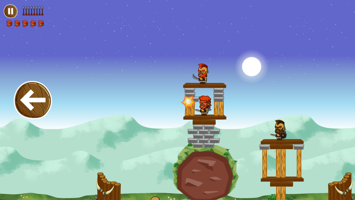 Village Defender Game Knocking Down a Wall Screenshot.