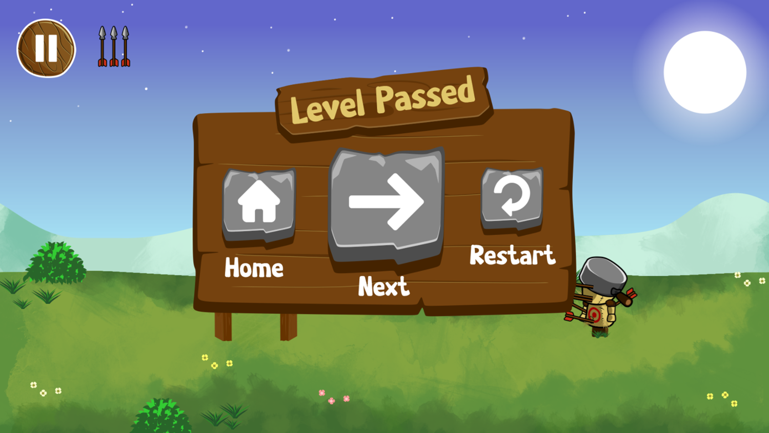 Village Defender Game Level Complete Screen Screenshot.