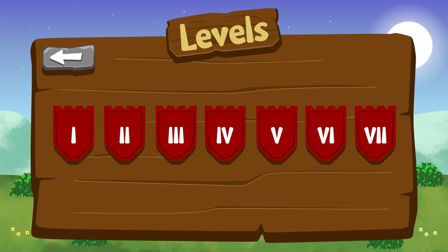 Village Defender Game Red Levels Screen Screenshot.