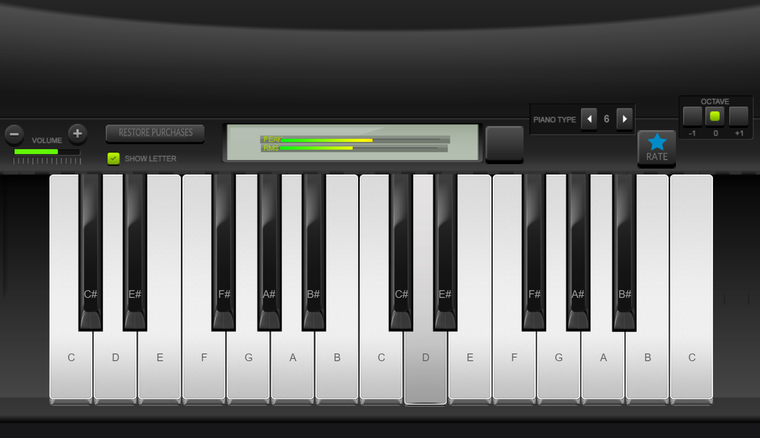 Virtual Electric Piano Game Play Screenshot.