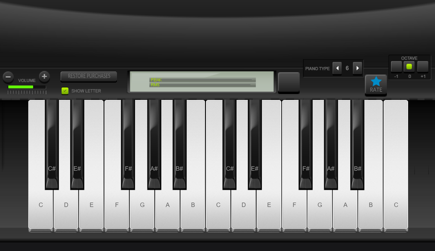 Virtual Electric Piano Game Start Screenshot.