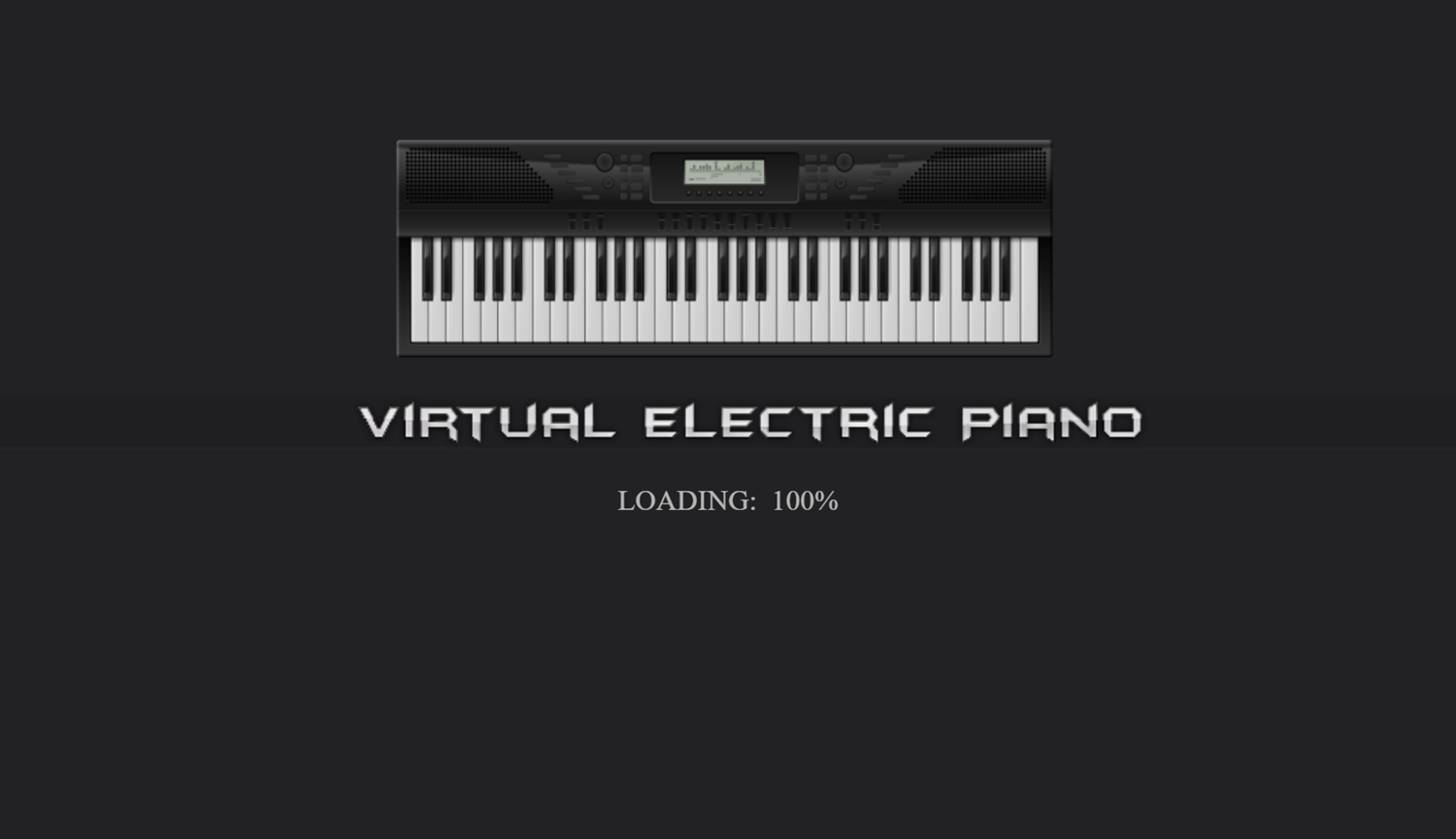 Virtual Electric Piano Game Welcome Screen Screenshot.