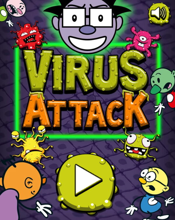 Virus Attack Game Welcome Screen Screenshot.