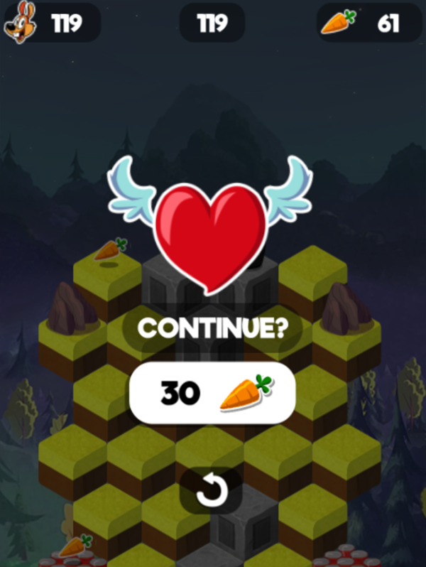 Wabbit Mountain Madness Game Score Screenshot.