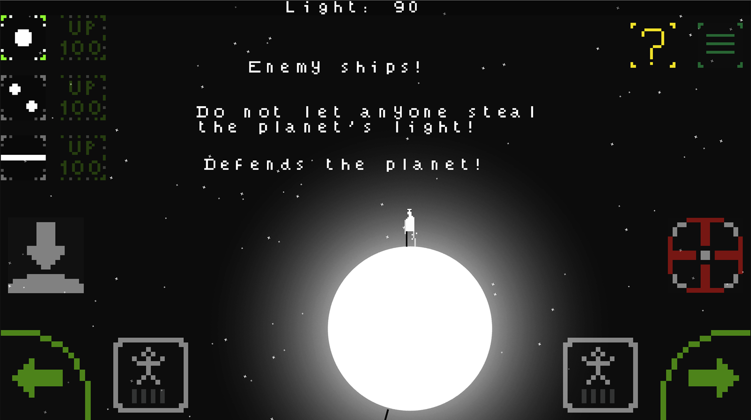 War of Light Game Defend the Planet Instructions Screen Screenshot.