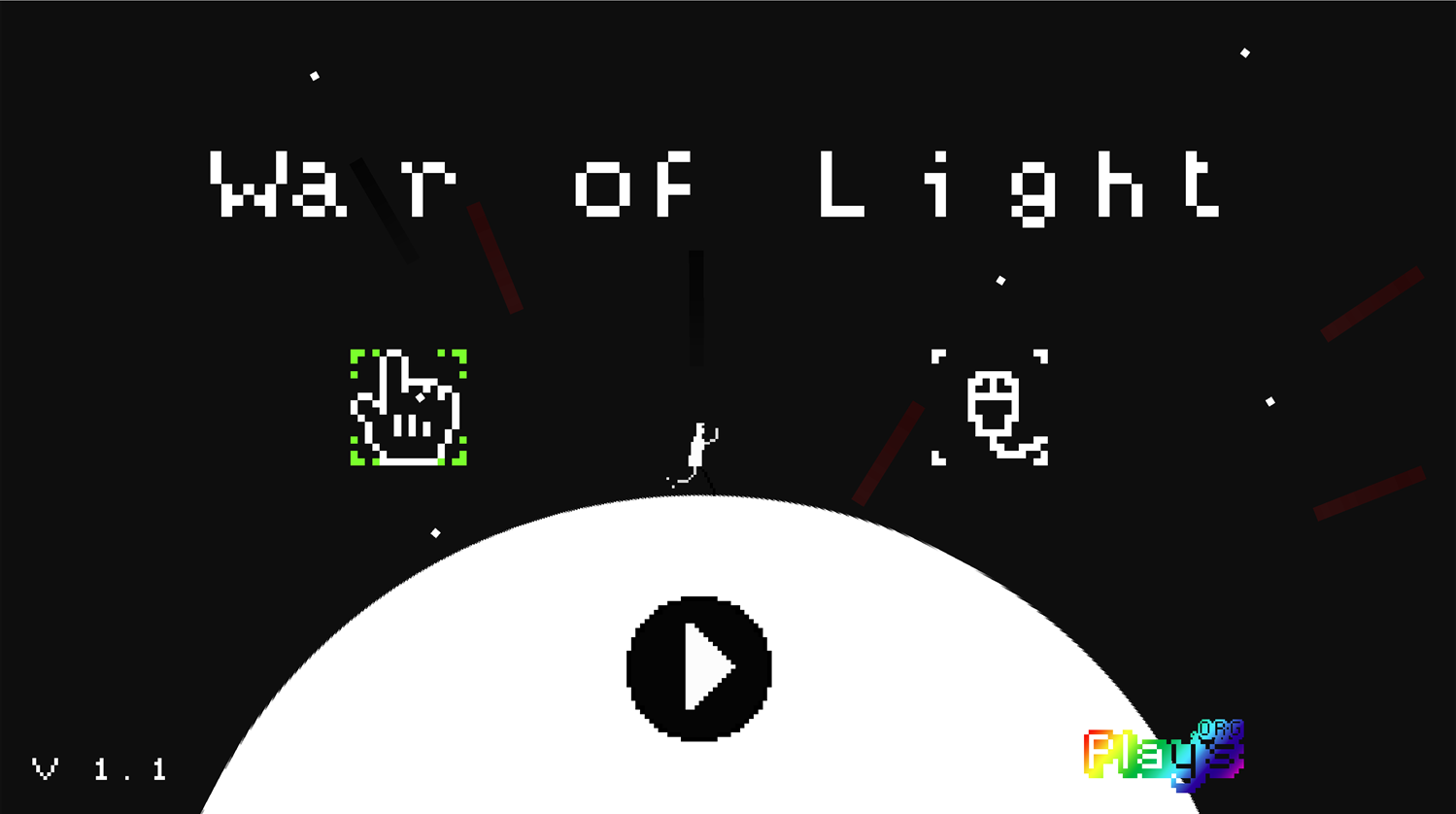 War of Light Game Welcome Screen Screenshot.