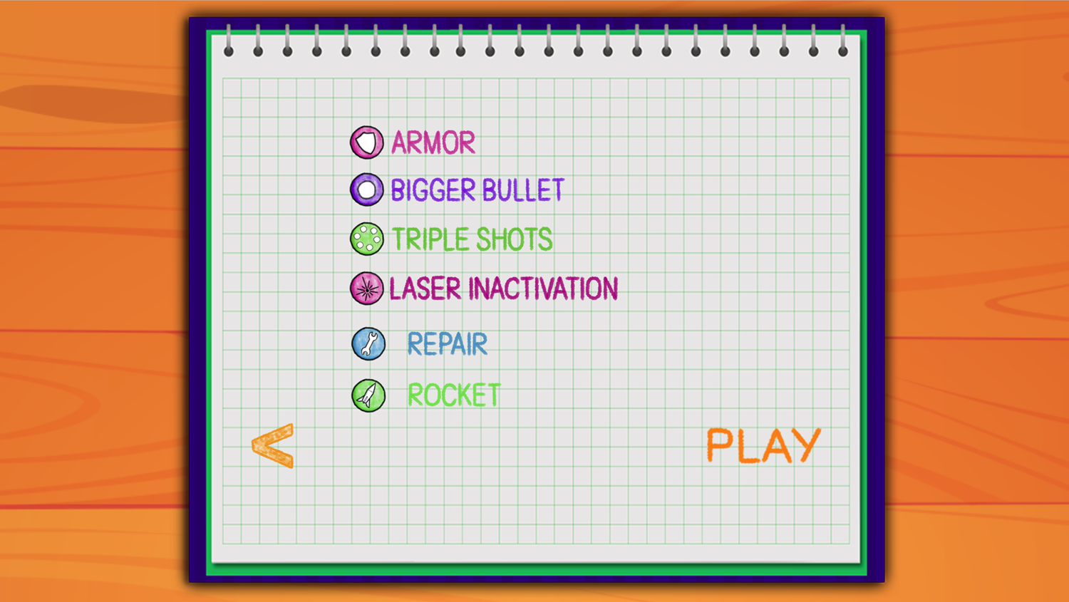 War of Tanks Paper Note Game Upgrade Types Screen Screenshot.