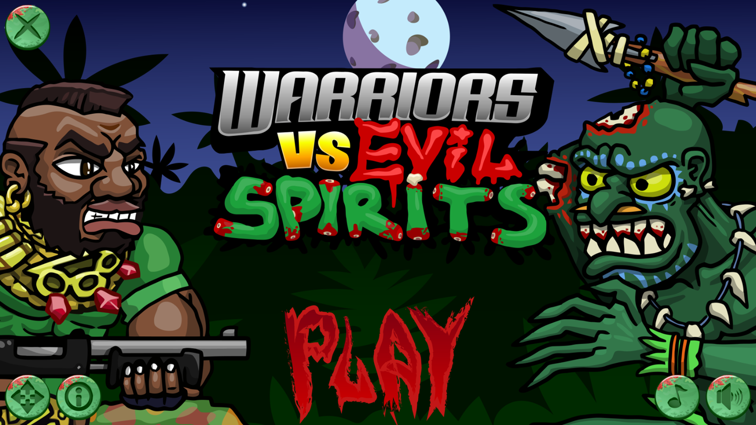 Warriors vs Evil Spirits Game Welcome Screen Screenshot.