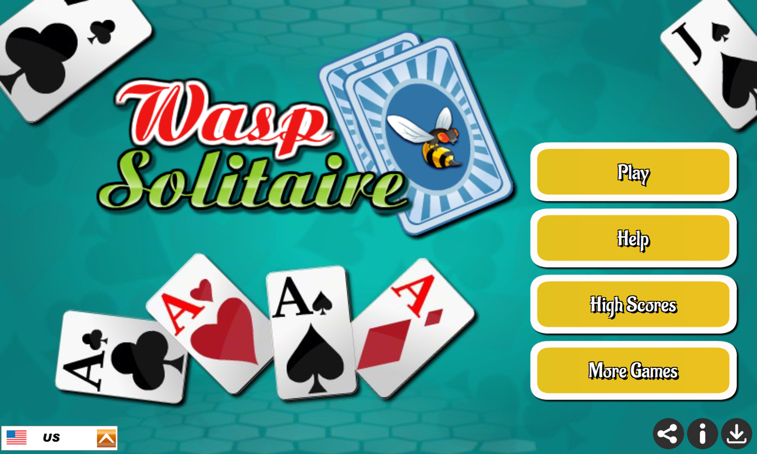 Wasp Solitaire Game Welcome Screen Screenshot.