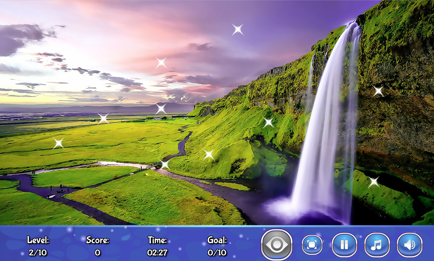 Waterfall Hidden Stars Game Level Load Screenshot.