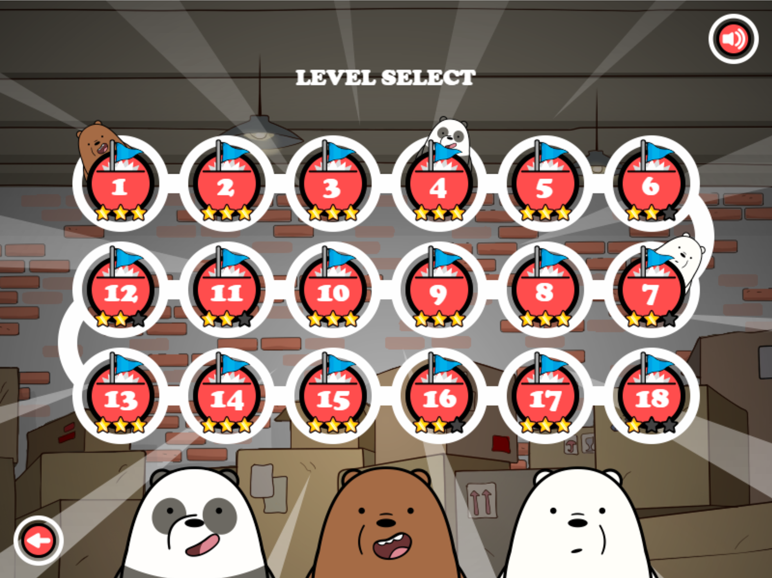 We Bare Bears Bouncy Cubs Level Select Screenshot.