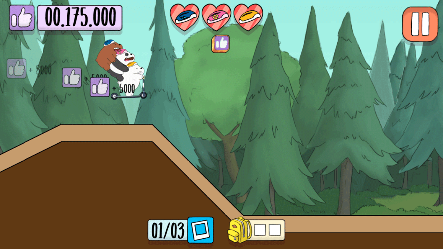 We Bare Bears Scooter Streamers Game Screenshot.