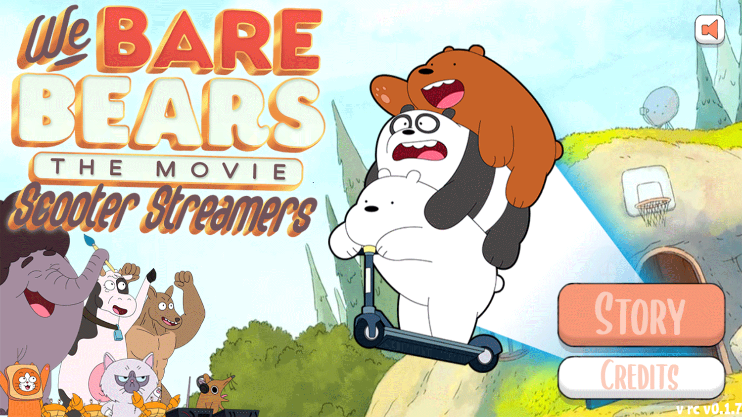 We Bare Bears Scooter Streamers Welcome Screen Screenshot.