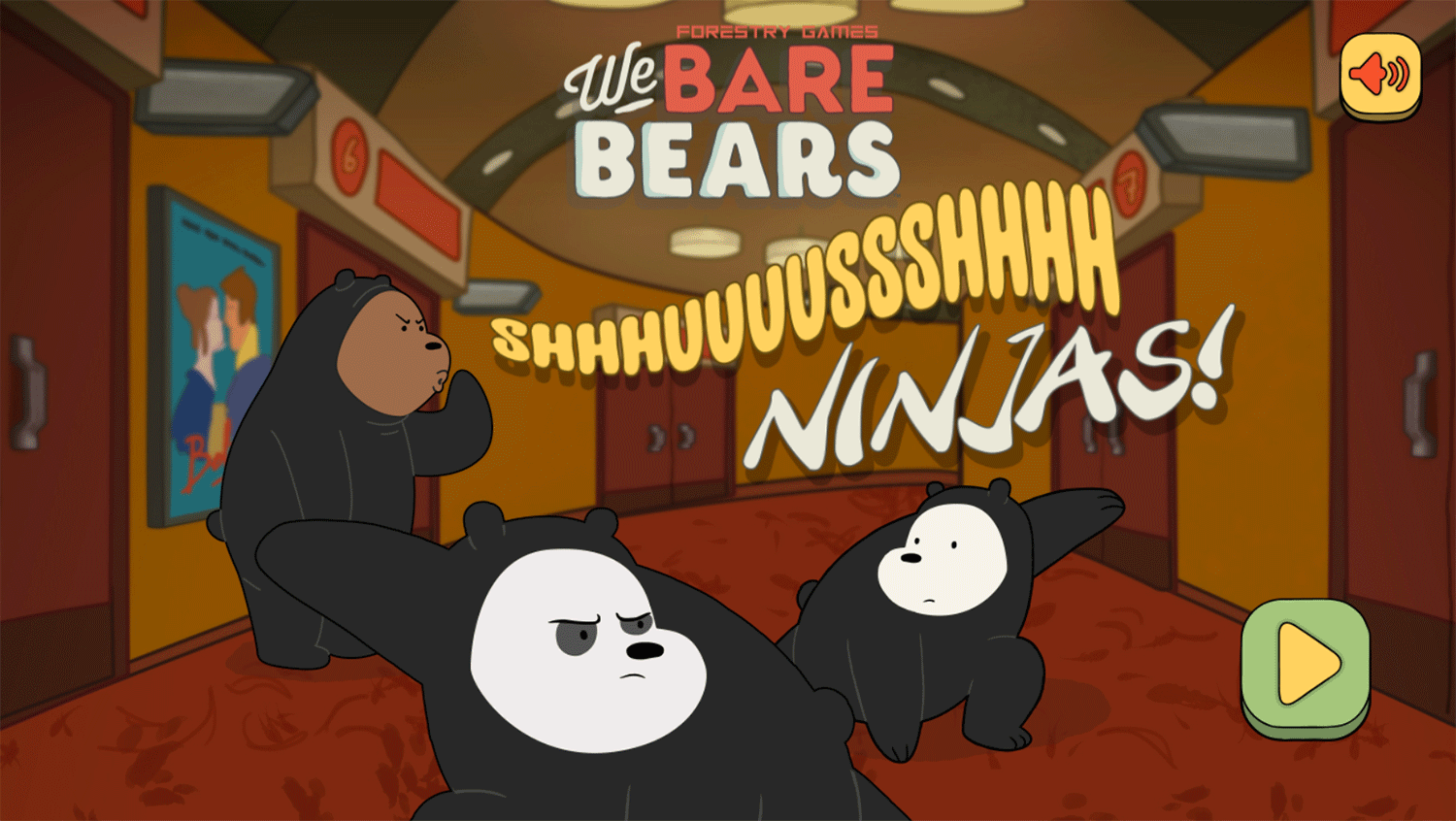 We Bare Bears Shush Ninjas Welcome Screen Screenshot.