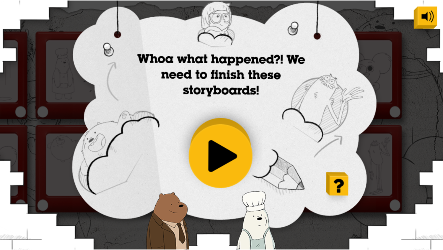 We Bare Bears Storyboard Game Welcome Screen Screenshot.