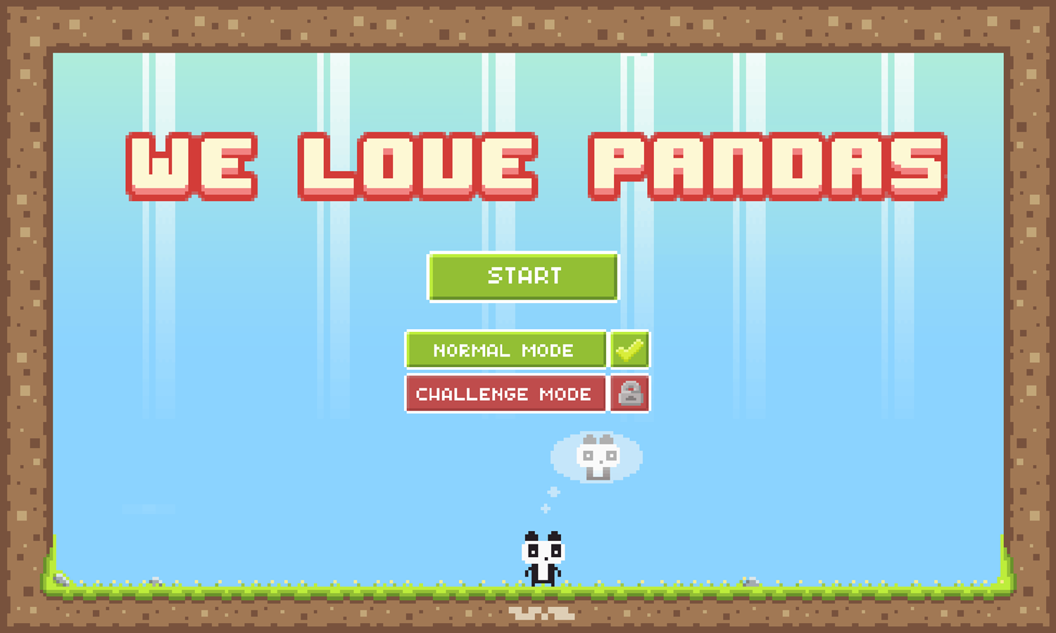 We Love Pandas Game Welcome Screen Screenshot.