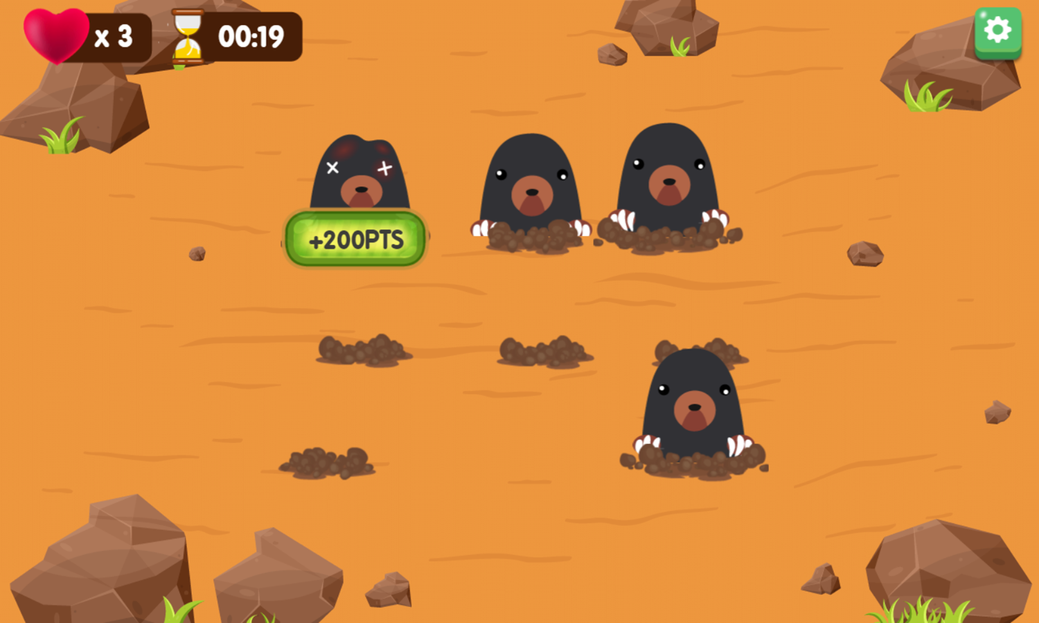Whack-A-Mole Game Progress Screenshot.