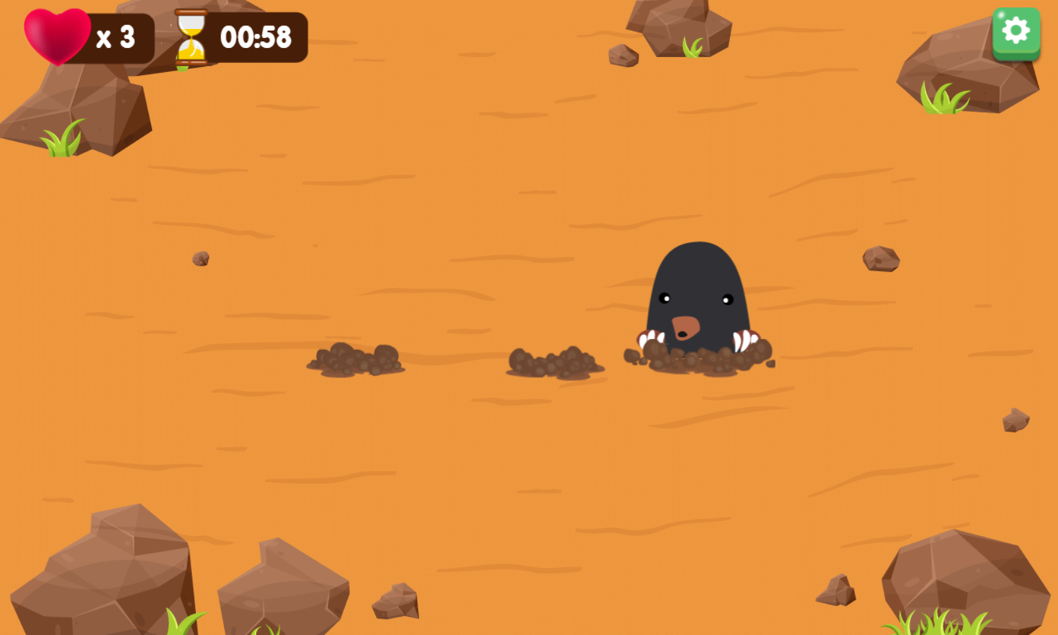 Whack-A-Mole Game Start Screenshot.