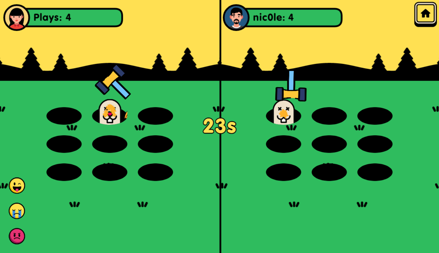 Whack a Mole With Buddies Game Play Screenshot.