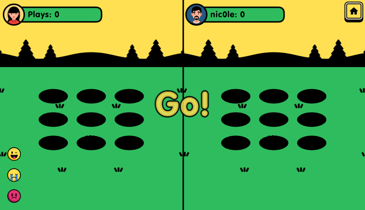 Whack a Mole With Buddies Game Start Screenshot.