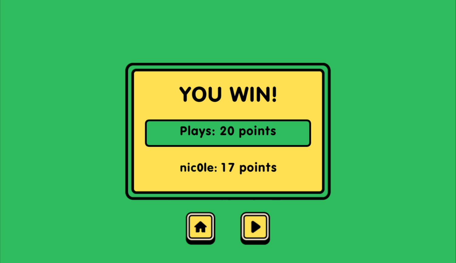 Whack a Mole With Buddies Game Win Screenshot.