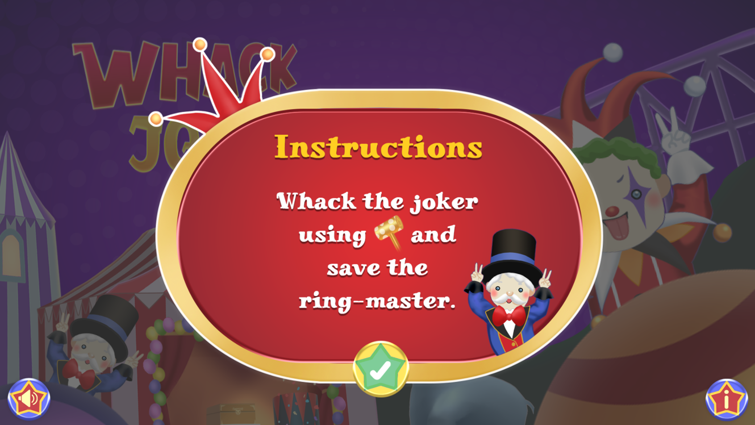 Whack The Joker Game Instructions Screenshot.