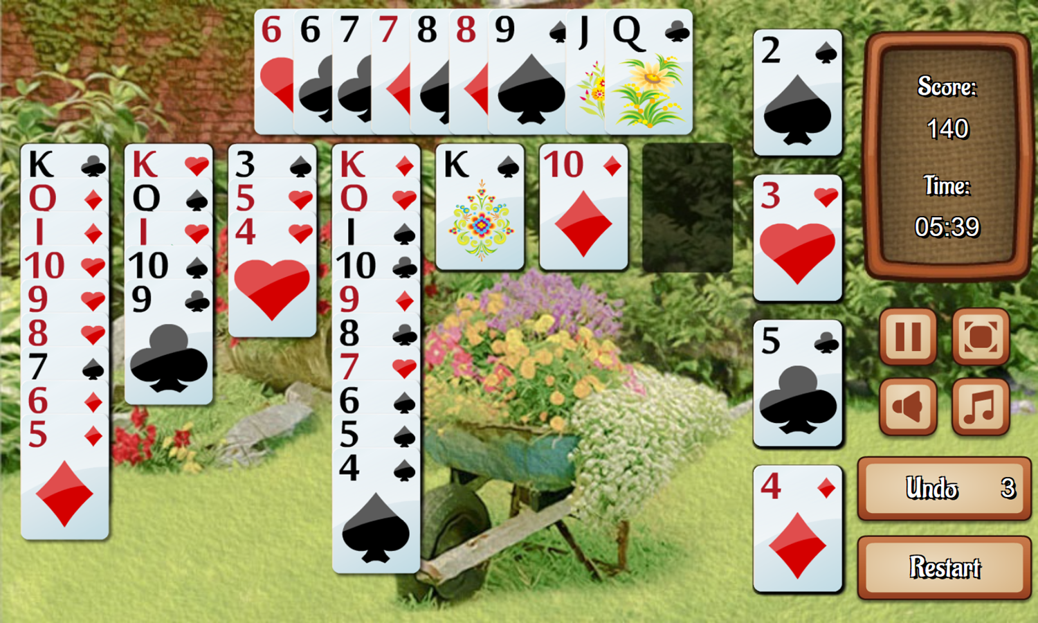 Wild Flower Solitaire Game Play Screenshot.