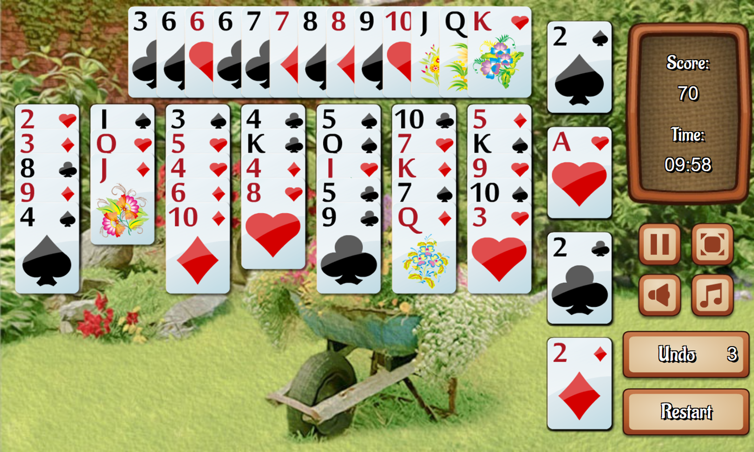 Wild Flower Solitaire Game Start Screenshot.