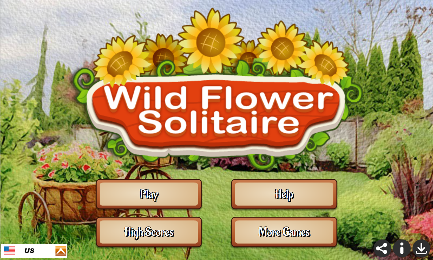 Wild Flower Solitaire Game Welcome Screen Screenshot.