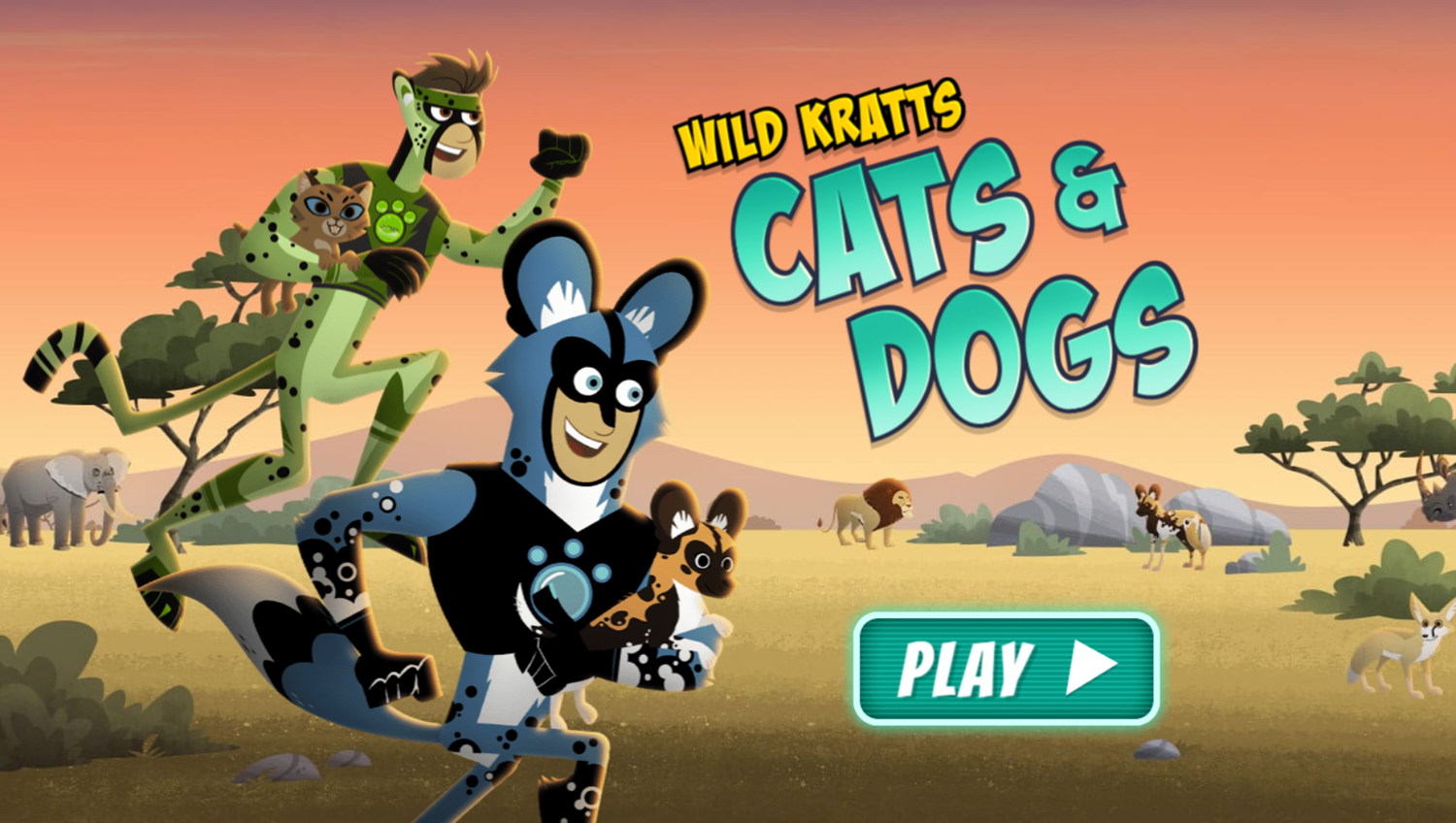 Wild Kratts Cats and Dogs Game Welcome Screen Screenshot.