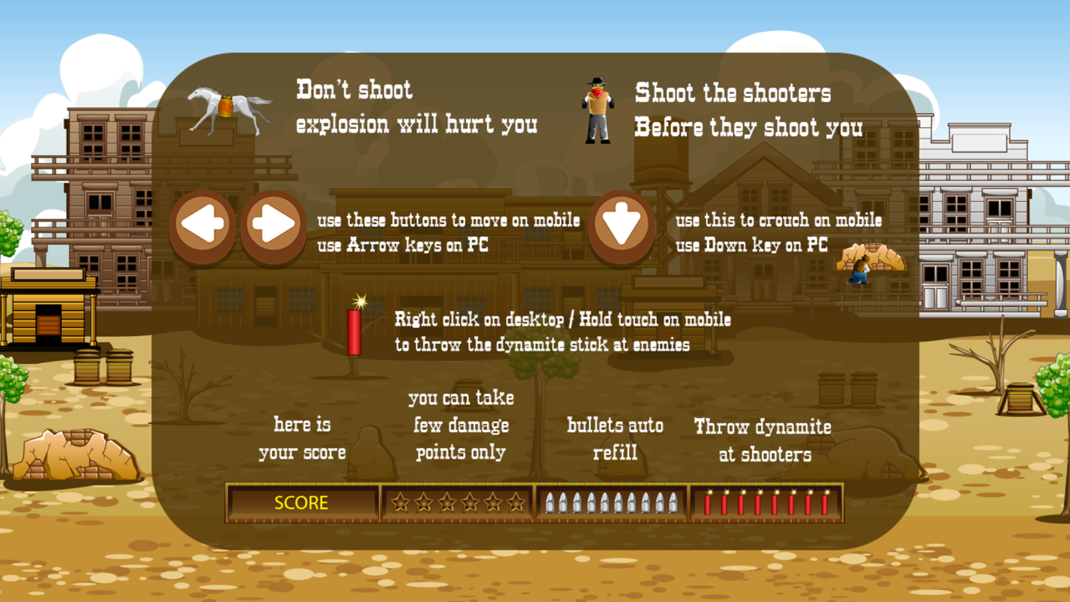 Wild West Cowboy Game How To Play Screenshot.