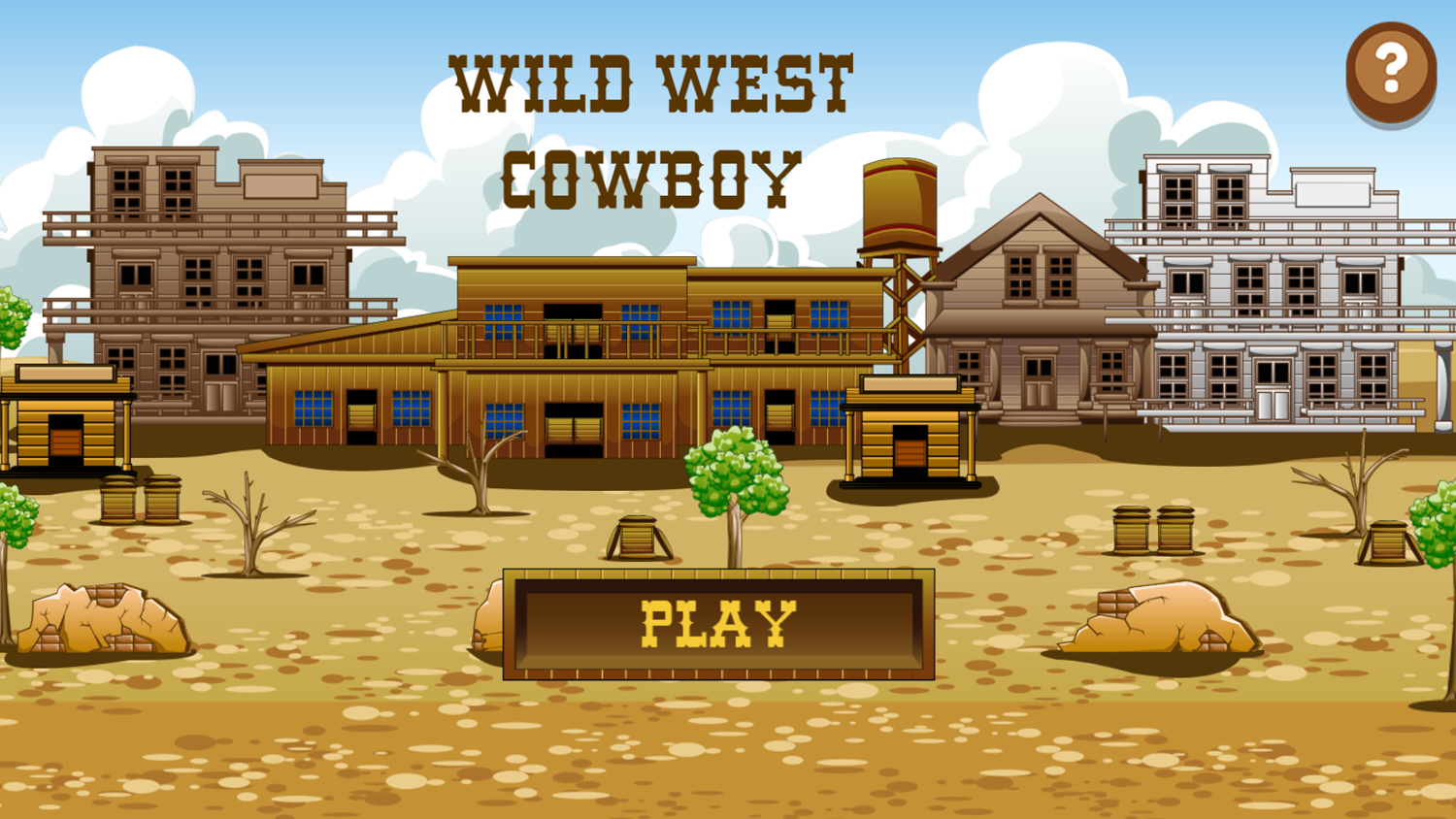 Wild West Cowboy Game Welcome Screen Screenshot.