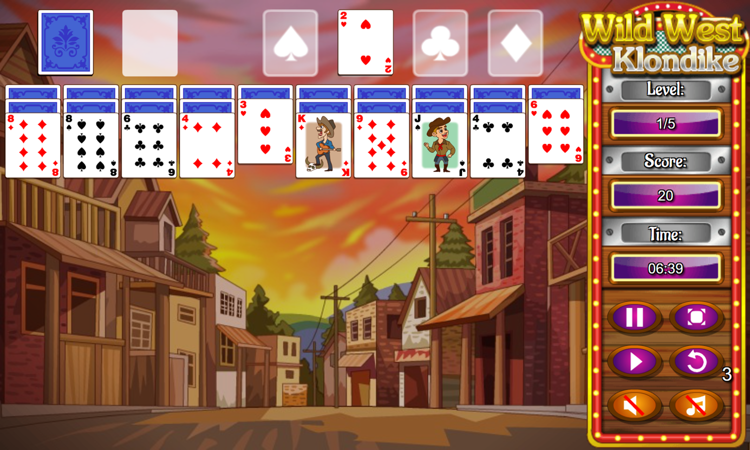 Wild West Klondike Game Start Screenshot.