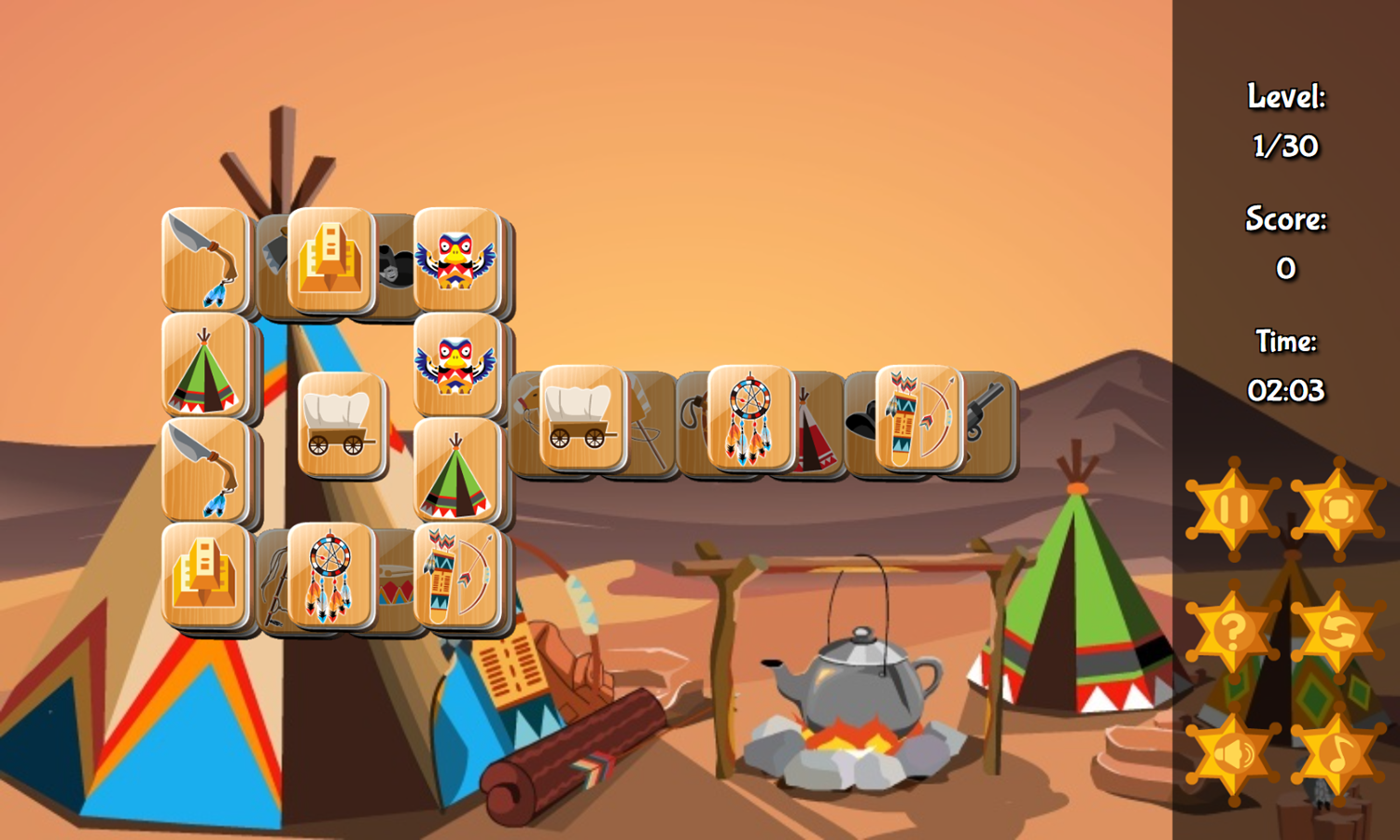Wild West Mahjong Game Start Screenshot.