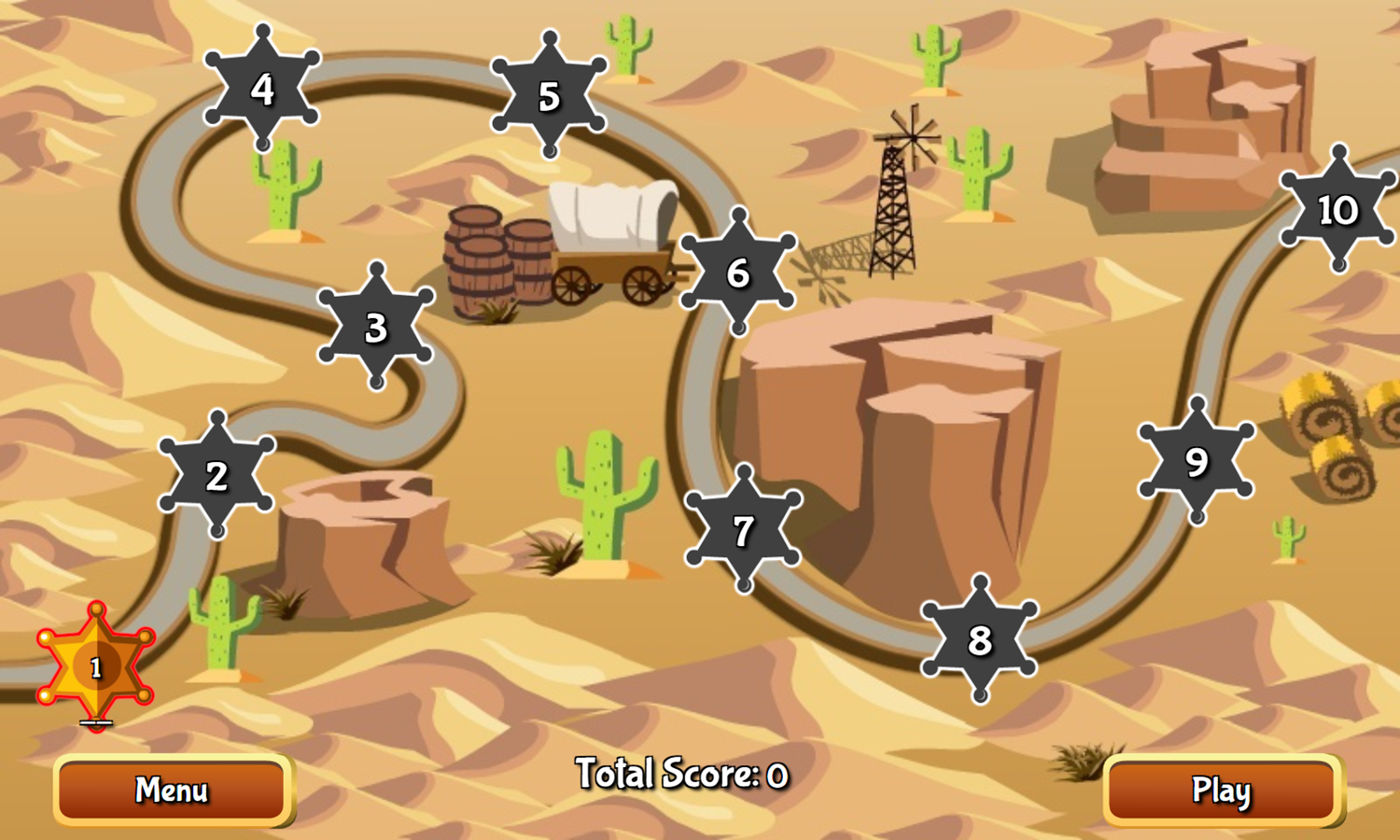 Wild West Mahjong Game Level Select Screenshot.