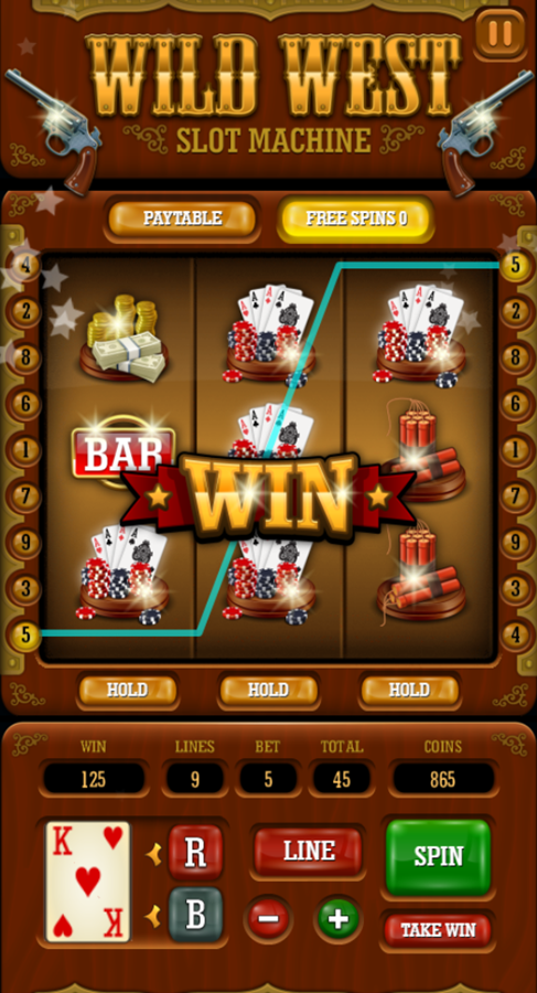 Wild West Slot Machine Game Guess Win Screenshot.