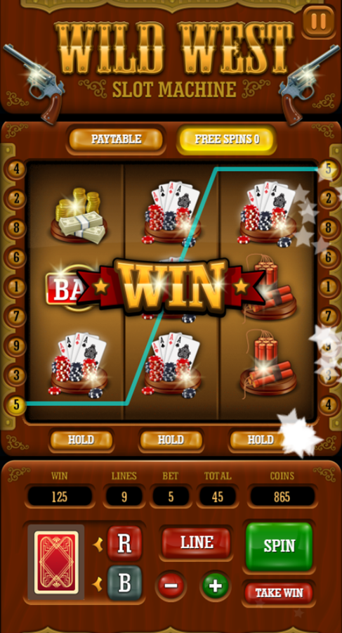 Wild West Slot Machine Game Line Win Screenshot.