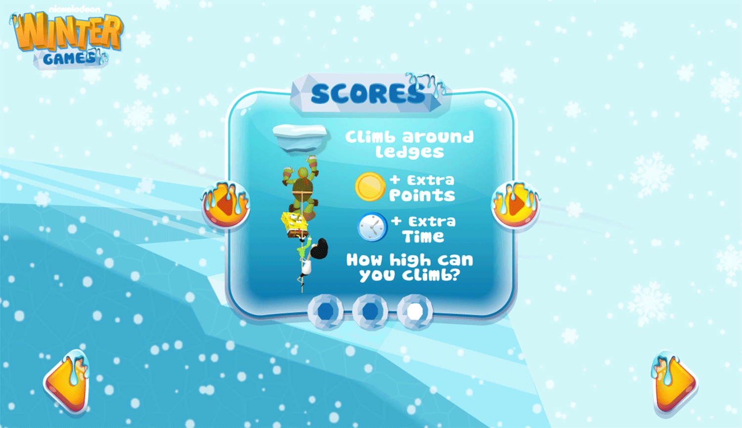 Winter Games Cliff Hang Up Play Tips Screenshot.