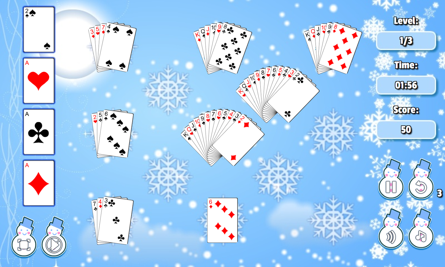 Winter Solitaire Game Play Screenshot.