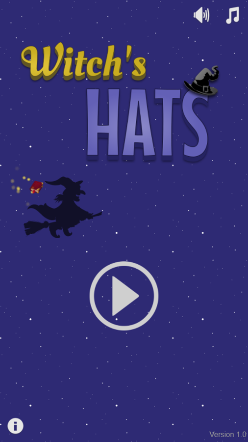 Witch's Hats Game Welcome Screen Screenshot.