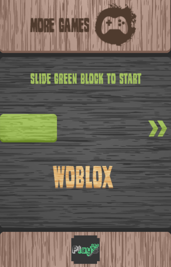 Woblox Game Welcome Screen Screenshot.