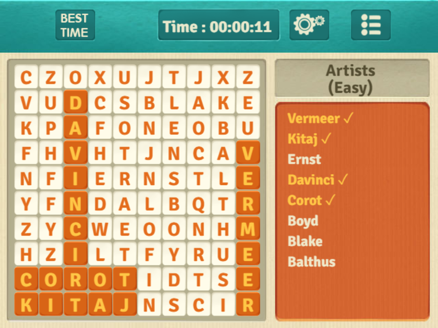 Word Finder Game Play Screenshot.